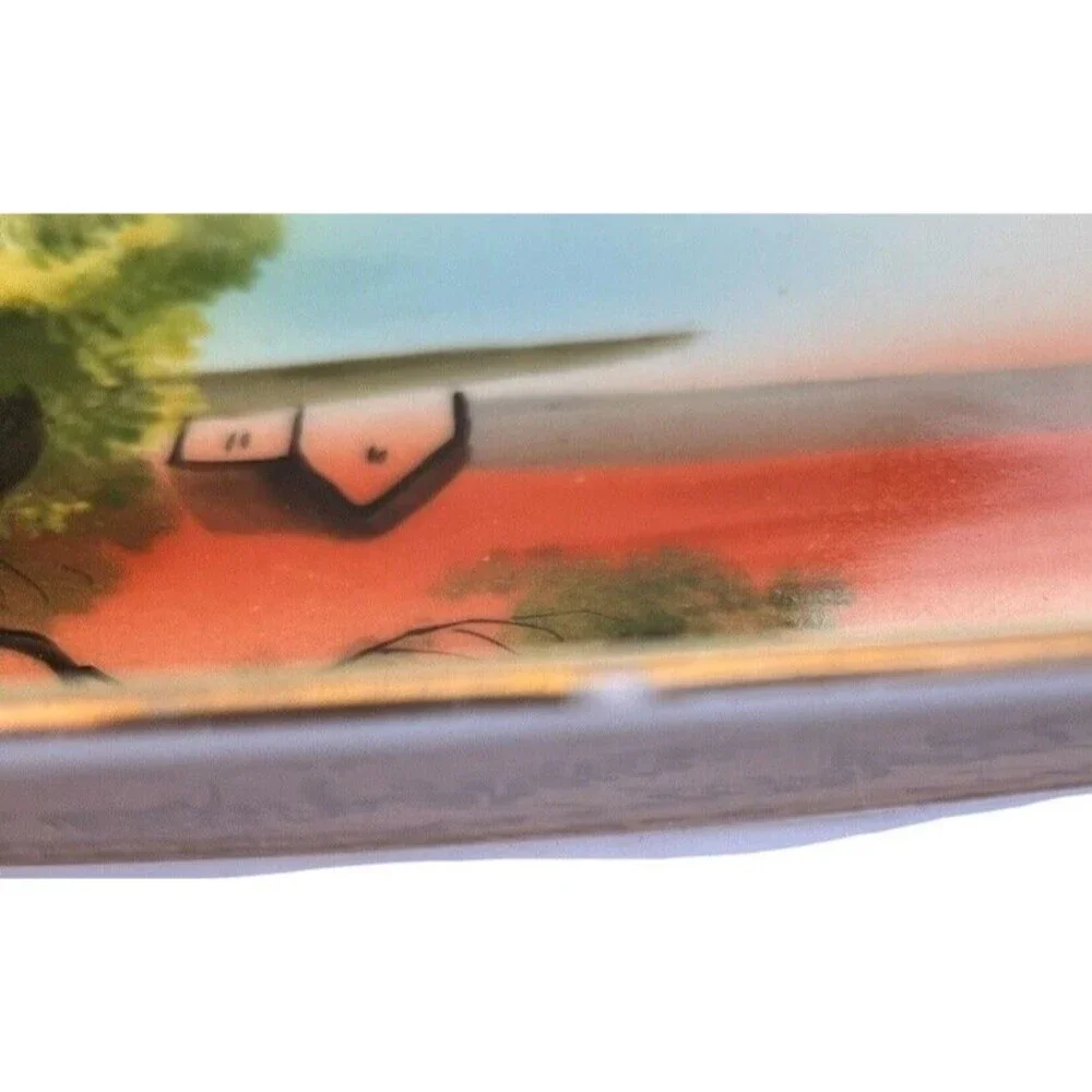 Vintage Noritake Celery Dish Lake Sunset Cottage Scene Hand Painted 12